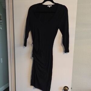 James Perse Black Bodycon Dress with Square Neck